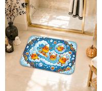 Candy Corn Surfing Halloween Tappeto da bagno 50 x 81 cm | Illustrazione fantasiosa, tappetino da bagno per doccia, decorazione stagionale per il bagno, superficie in morbida flanella