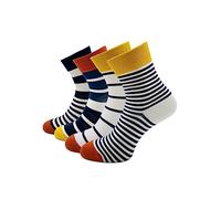 CANDY DATE Calzini da donna 4-7 in cotone multipack - calzini leggeri in bambù da donna taglia 36-40 con impugnatura delicata, a righe rosse e blu navy