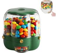 Candy Dispenser 360° Rotating with 6 Compartments, Large Capacity Grain Storage Transparent Container, Christmas Candy Restock Treat Box, for Candies, Food, Rice, Grains (Green, Small)