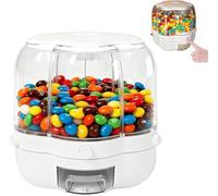 Candy Dispenser 360° Rotating with 6 Compartments, Large Capacity Grain Storage Transparent Container, Christmas Candy Restock Treat Box, for Candies, Food, Rice, Grains (White, Large)