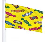 Candy Flag 3x5 FT Caramelle colorate al cioccolato dolce con pois gialli Bandiere per esterni Grandi striscioni per cortile di benvenuto Giardino di casa Decorazione per prato