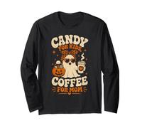 Candy for Kids Coffee Mom Cute Halloween Ghost Maglia a Manica