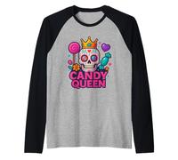 Candy Girl Caramelle Lollipop Zucchero Filato Shirt Maglia con Maniche Raglan