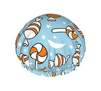 Candy Halloween Cuffia da impermeabile con motivo senza cuciture, Cuffia elastica per capelli da bagno Protezione ambientale Cuffia da bagno per capelli, Doppio strato impermeabile Cappello d