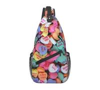 Candy Hearts 7 Donna Uomo Sling Bag Leggera Zaino Monospalla Antifurto Borsa A Tracolla Per Lavoro Escursionismo Sportiva Ciclismo