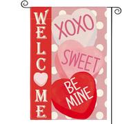 Candy Hearts Welcome Rustic Anniversary Bandiera Doppia Faccia Flag Colore Vivido Bandiere Per Interno Esterno Casa 30X45Cm
