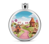 Candy Land_76682316 - Fiaschetta rotonda in acciaio inox a prova di perdite, ideale come regalo di compleanno o di Natale, per uomini, donne, damigelle d'onore, matrimoni, feste, 141,7 g