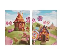 Candy Land - Custodia per passaporto da viaggio, con scomparti per carte di credito e carta d'imbarco, organizer per documenti d'identità di famiglia (20 x 13 cm)