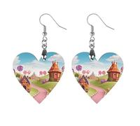 Candy Land Orecchini in legno da donna, gioielli vintage eleganti in legno, orecchini leggeri per matrimoni, feste, regalo di tutti i giorni, Love, Legno, Legno