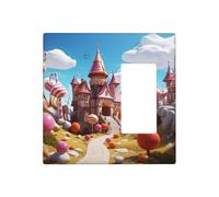 Candy land - Placche decorative da parete per interruttore della luce, 2 prese elettriche, copertura in termoplastica per dispositivo decoratore, viti incluse