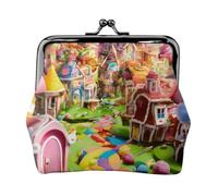 Candy Land Print - Portamonete compatto, 11,5 x 10,5 cm, mini portafoglio con chiusura a bacio, custodia impermeabile