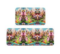 Candy Land Print - Set di 2 tappetini da cucina, antiscivolo, assorbenti, comodi, impermeabili, per casa e ufficio