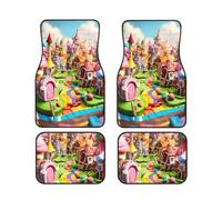 Candy Land Print - Set di 4 tappetini per auto, copertura completa, facili da installare