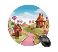 Candy Land - Tappetino per mouse rotondo per gaming, ad alta densità, portatile, comodo, per scrivania, casa, ufficio, 19 x 20 cm