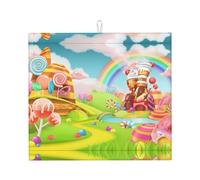 Candy Land - Tappetino scolapiatti da cucina, per asciugare rapidamente i piatti, 41 x 46 cm, elegante tappetino decorativo da cucina