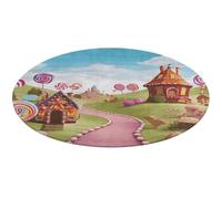 Candy Land Tappeto rotondo morbido assorbente tappetino da bagno ingresso antiscivolo tappeto fattoria tappetino anteriore posteriore 80 x 80 cm per camera da letto soggiorno decorazione della casa