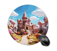 Candy Lane House Tappetino per mouse rotondo per computer, grazioso tappetino per mouse con base in gomma antiscivolo, per laptop, giochi, ufficio, casa