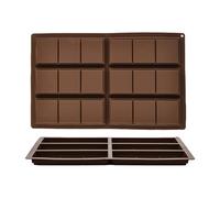 Candy Mold, Rectangle Silicone, Non Stick 6 Cavity Design, Thick Sturdy Material, Chocolate Mold for Homemade Snacks, Protein Bars, Wax Melts, and Kitchen Use, 9.84x6.14 inches