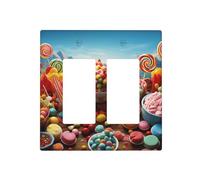Candy Poster Piastre decorative per interruttore della luce, 2 prese di corrente, piastra elettrica in termoplastica per dispositivo decoratore, viti incluse