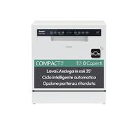 Candy Rapido' CP 8F9FFW Lavastoviglie Compatta, 8 Coperti, 8 Programmi, Lavaggio e asciugatura in 35', Partenza ritardata, AxLxP 59,5x50,1x55 cm, Bianco i efficienza energetica F]