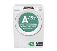 Candy RapidÓ ECO, Lavasciuga Slim 8/5kg, Classe A-15%, 1400 giri, Bianco, ROW 4856DWMS7-S