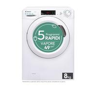 Candy Smart Lavatrice 8kg, carica frontale 1200 giri, 16 Programmi, Cicli Rapidi, Partenza Ritardata, Connessa NFC, Trattamento a Vapore, 85 x 60 x 53 cm, Bianco - CSS128TW4-11