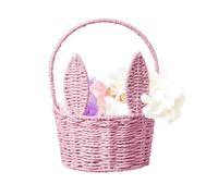 Candy Storage Hand Woven Bunny Basket, Picnic Egg Gathering Basket, Handmade Lightweight Home Decor for Living Room and Holiday Celebrations, 7.87x7.87x10.24 Inches