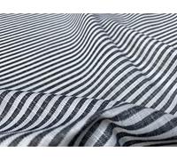 Candy Stripe - Tessuto di lino in cotone leggero, a righe, motivo a righe bianche, decorazione per la casa, sartoria, larghezza 150 cm (nero (1 metro))