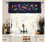 Candy, tende da cucina con zucche lecca-lecca festive, per Halloween, colore nero, mantovana a pannello singolo per finestra, per lavanderia, lavandino, corridoio, appartamento, finestra, 45,7 x 132,7