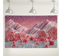 Candy Winter Wonderland Sfondo fotografico, Sweet Treats, sfondo rosso pesca, decorazioni per feste per interni ed esterni, per eventi festivi, 180 x 109 cm