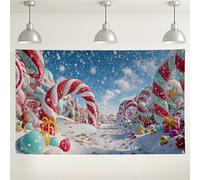 Candy Winter Wonderland Sfondo per feste, decorazioni colorate per feste, sfondo fotografico per interni ed esterni, 180 x 109 cm