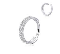 Candyfancy G23 - Anello da naso in titanio 16 G, con zirconia cubica, per cartilagine e cartilagine Daith Rook Conch, piercing per labbro, gioielli per donne e uomini, 8/10 mm