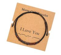 Candyfancy Morse Code Braccialetto Messaggi Segreti Fatto a Mano Perline di Legno Amicizia Codice Braccialetto Braccialetto Incoraggiamento Braccialetti Regolabile Regalo Gioielli Per Amici, Legno