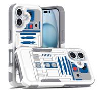Candykisscase Custodia per iPhone 16, R2D2 Astromech Droid Robot Pattern Shock-Absorption Hard PC e interno in silicone ibrido Dual Layer Armatura Defender Custodia per iPhone 16