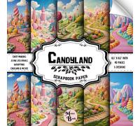 Candyland Scrapbook Paper: Double Sided Sheets for Mixed Media Art, Origami, Collage, Junk Journals, and Various DIY Craft Projects | 8.5" x 8.5" (21.59 x 21.59 cm)
