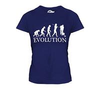 Candymix Addetto alle Pulizie Evoluzione Umana T-Shirt da Donna Maglietta, Taglia Large, Colore Blu Navy