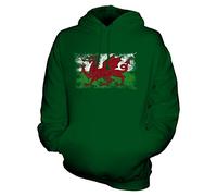 Candymix Galles Bandiera Effetto Consumato Unisex Uomo Donna Felpa con Cappuccio, Taglia 2X-Large, Colore Verde Bottiglia