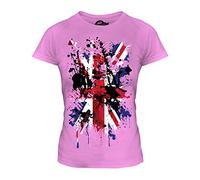 Candymix Gran Bretagna Union Jack Bandiera Astratta T-Shirt da Donna Maglietta, Taglia Medium, Colore Rosa
