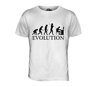 Candymix Impiegato Geek Evoluzione Umana T-Shirt da Uomo Maglietta, Taglia Large, Colore Bianco