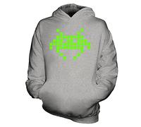 Candymix Space Invader Neon Unisex Bambino Ragazzi/Ragazze Felpe con Cappuccio, Taglia 12-13 Anni, Colore Marne Grigio