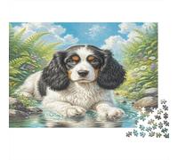 Cane a Orecchie Lunghe Toy - Carta spessa e resistente - Bovaro del Bernese nel ruscello poco profondo - Puzzle - Regalo puzzle rilassante - 38x26cm/1000 pezzi