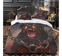 Cane aggressivo copripiumino Set di Biancheria da Letto microfibra stampa di 3D con federe per cuscini con cerniera Bestia fantastica Set Di Copripiumino for adulti e coppie Single（140x200cm）
