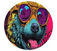 Cane alla Moda Cool Arte Astratta Puzzle 1000 Pezzi Forma Rotonda Carta Puzzle per Adulti Difficile Rilassante Decorazione Casa Collezione Artistica