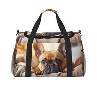 Cane animale bulldog1 stampa bagaglio a mano per donne uomini spalla Weekender Crossbody Bag per Yoga Viaggi Must Haves, nero, Taglia unica