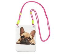 Cane animale francese bulldog stampa elegante borsa a tracolla telefono corsa escursionismo ciclismo festival uso quotidiano portafoglio, Fucsia, Taglia unica