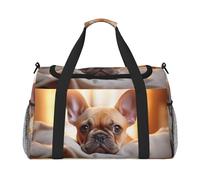 Cane animale francese bulldog2 stampa bagaglio a mano per donne uomini spalla Weekender Crossbody Bag per Yoga Viaggio Must Haves, nero, Taglia unica