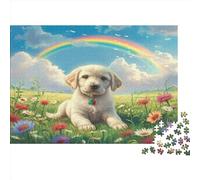 Cane arcobaleno Jigsaw Puzzle Impossibili 1000 Pezzi Prato del Cielo Decorazione Per La Casa. Giochi Rilassamento E Intelligence Per Adulti E Ragazzi Da 14 Anni 1000pcs (75x50cm)