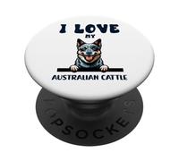 Cane Australian Cattle che sbricia con la scritta "Love" PopSockets PopGrip Adesivo