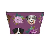 Cane australiano Floreale Pastore australiano, Borsa da toilette Borsa per trucco Borsa per cosmetici Borsa da toilette da viaggio portatile