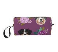 Cane australiano Floreale Pastore australiano, Borsa per il trucco Borsa per cosmetici Borsa da toilette da viaggio portatile Borsa per trucco Organizer